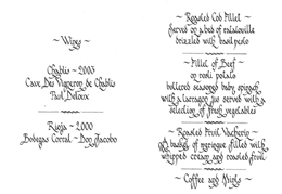 Hand lettered wedding menu